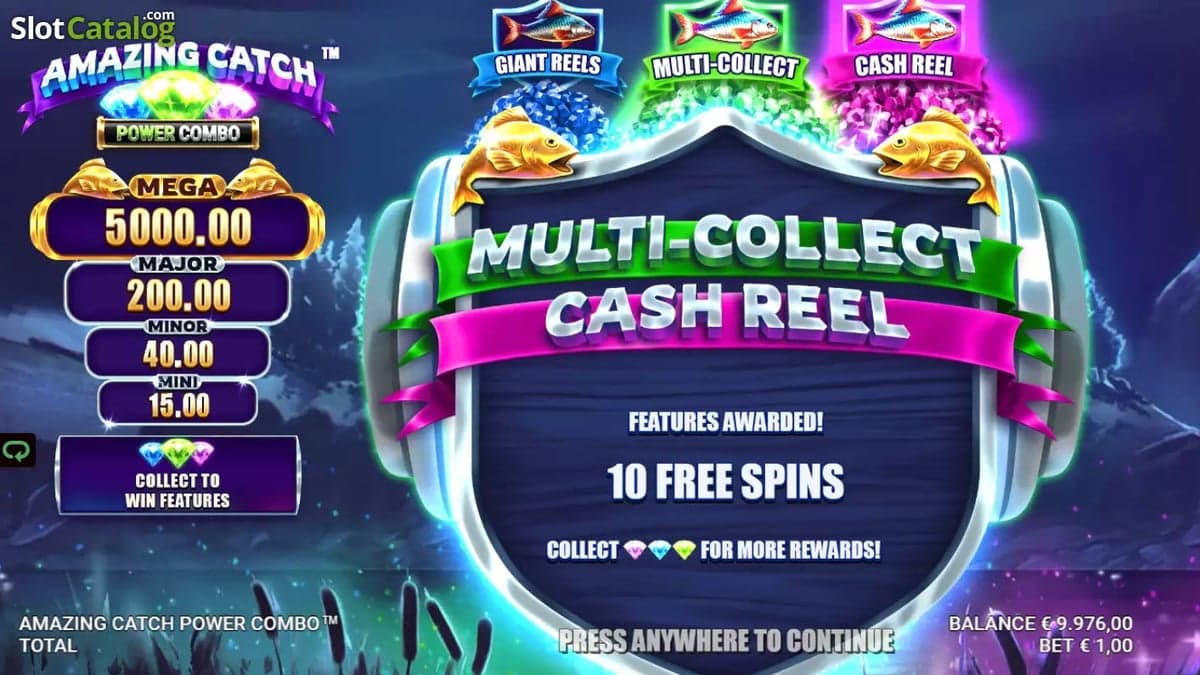 Amazing Catch: Cold Rush Power Combo bonus round screenshot — free spins feature