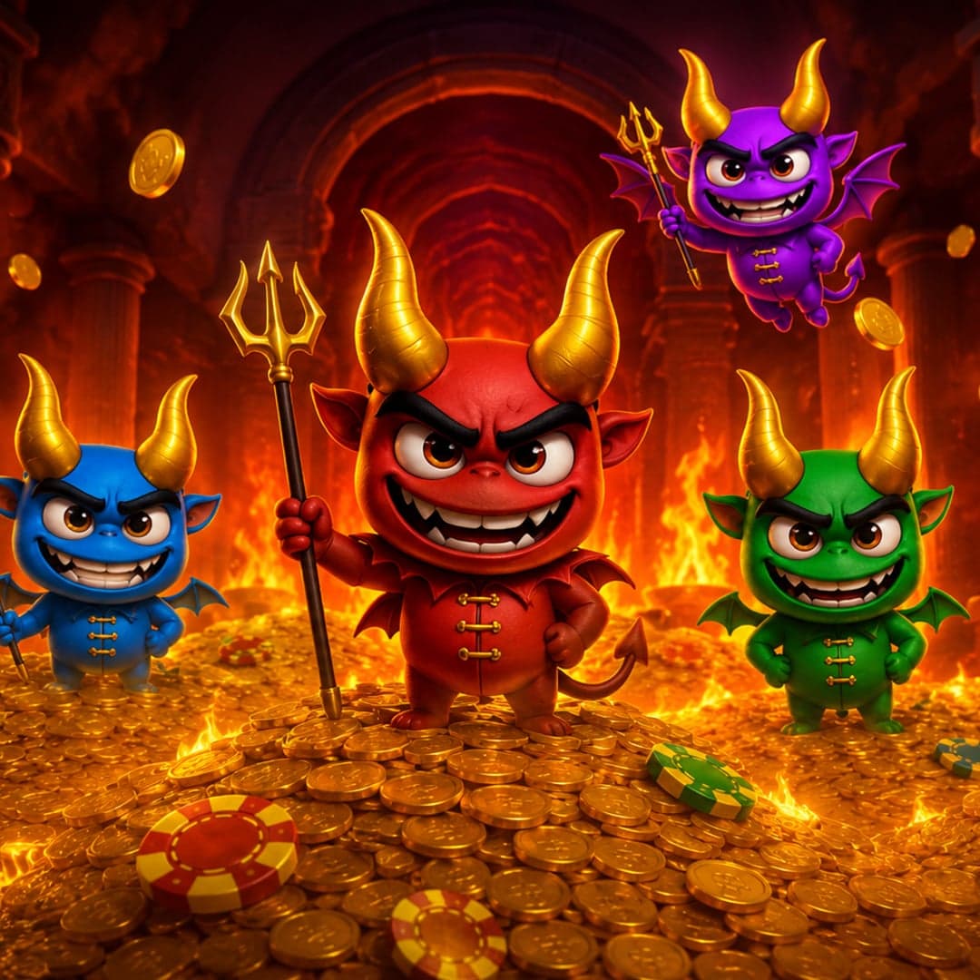 Amazing Legends: Lucky Devils Pyromania key art — Fiery underworld themed slot by SpinPlay Games, 2025