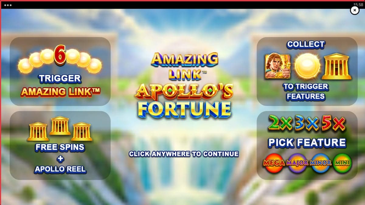 Amazing Link Apollo's Fortune bonus round screenshot — free spins feature