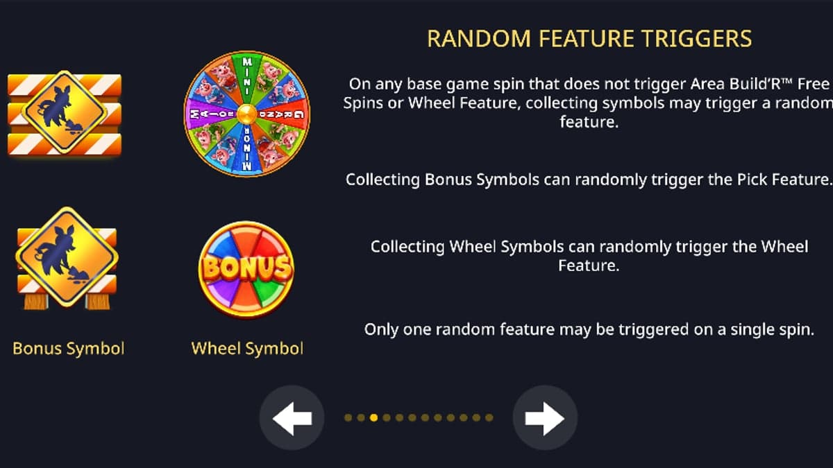 Area Build'R 3: Lucky Pigs bonus round screenshot — free spins feature
