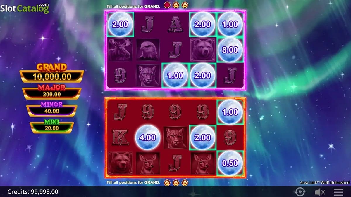 Area Link: Wolf Unleashed bonus round screenshot — free spins feature
