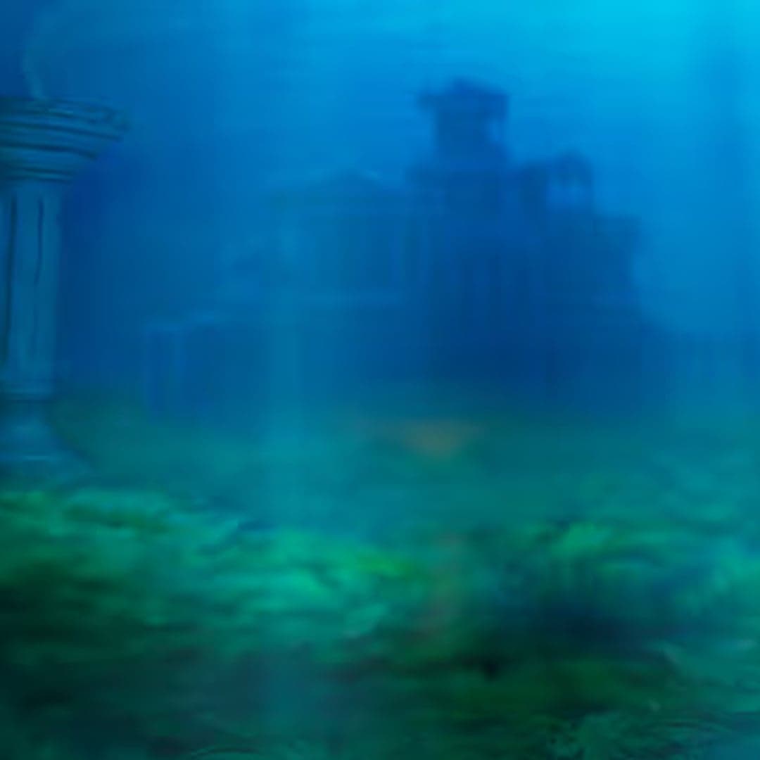 Atlantean Treasures Mega Moolah key art — Atlantis / Underwater themed slot by Neon Valley Studios, 2021