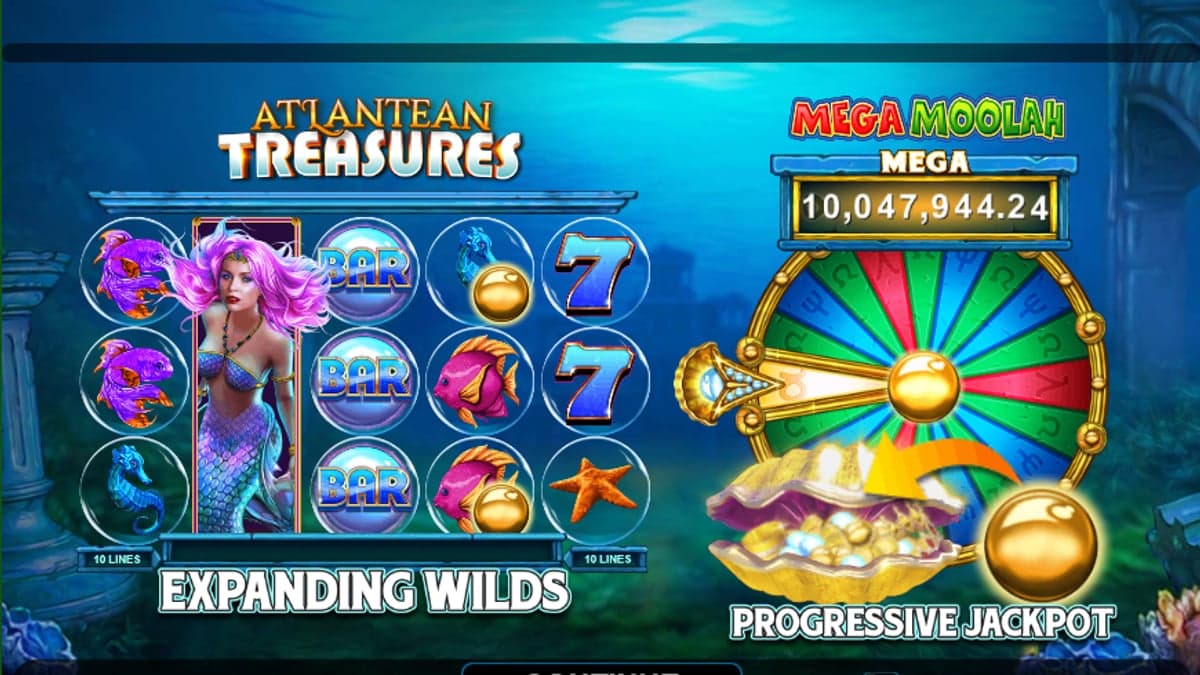Atlantean Treasures Mega Moolah jackpot wheel screenshot