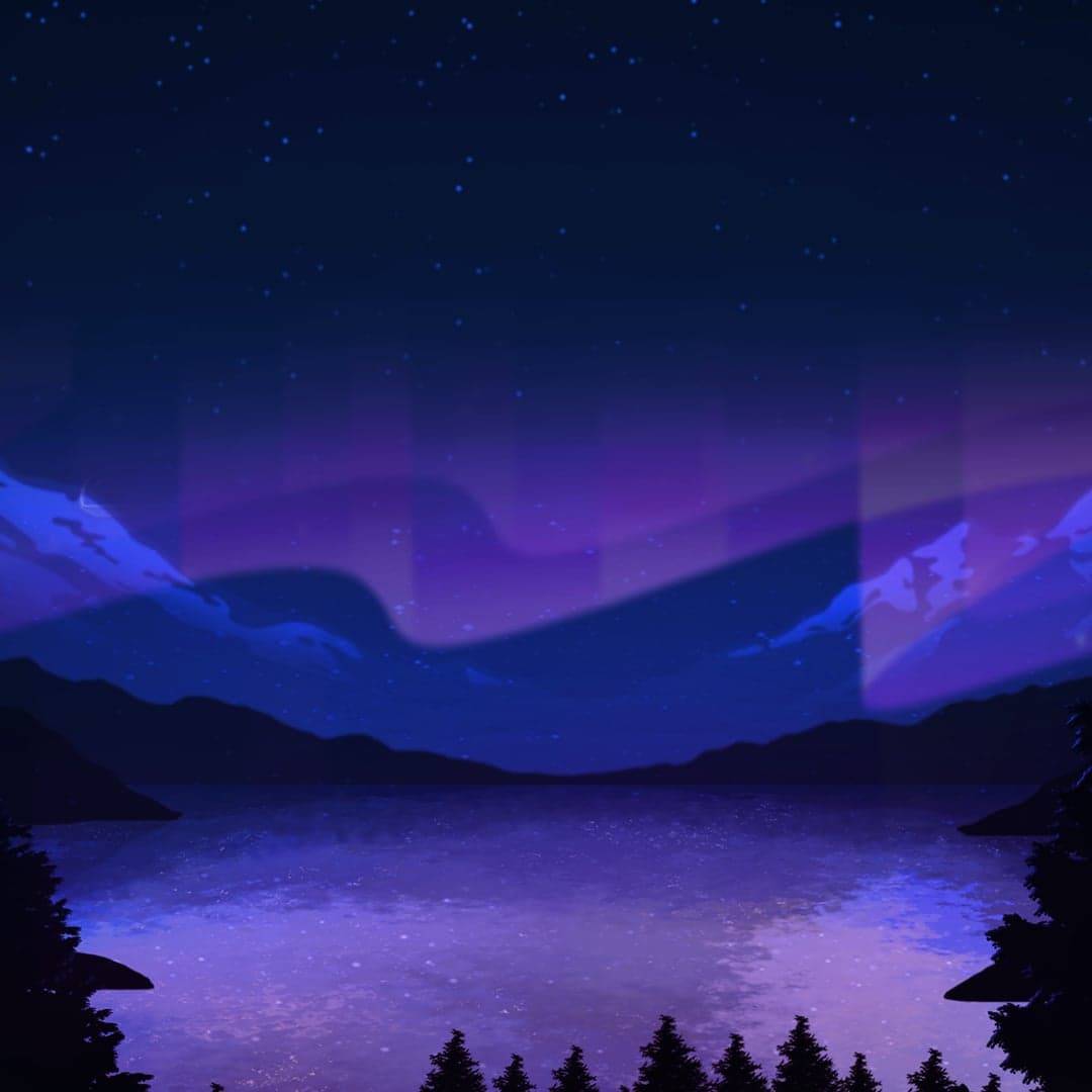 Aurora Wilds key art — Northern lights / Pacific Northwest wildlife themed slot by Just For The Win, 2019