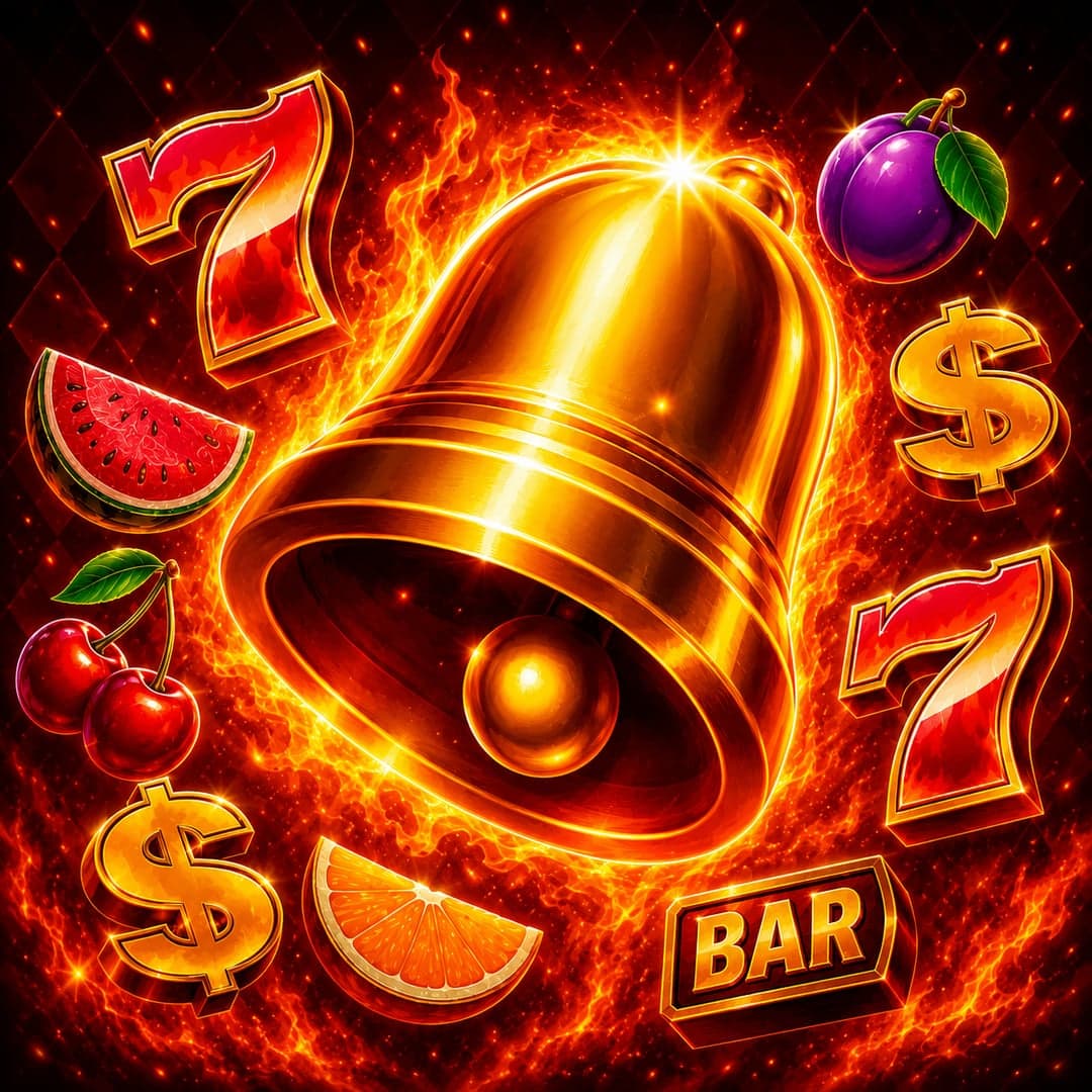 Bells of Fire key art — Classic retro fruit-and-bells with fire aesthetics themed slot by Snowborn Games, 2025