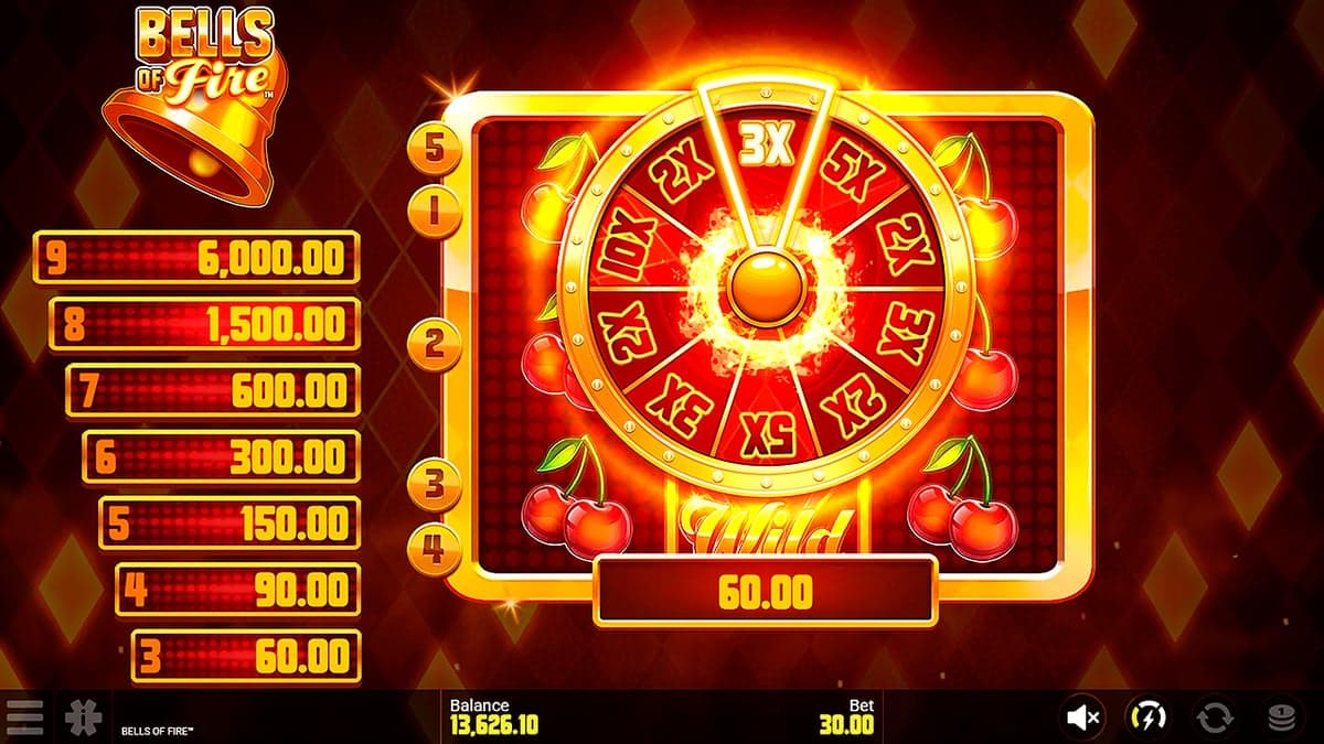 Bells of Fire bonus round screenshot — free spins feature