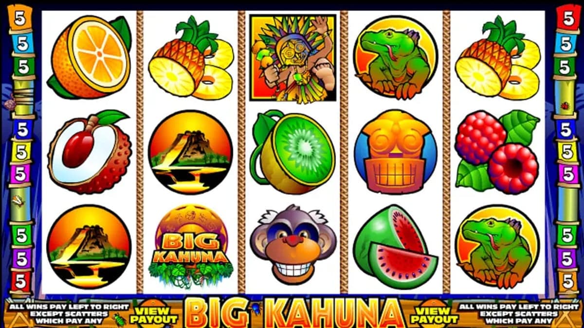 Big Kahuna base game screenshot — 5×3 reels