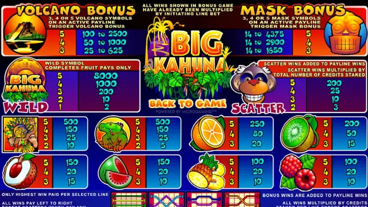 Big Kahuna bonus round screenshot — free spins feature