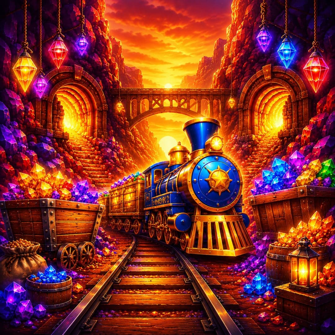 Bigger Bonanza Rush Express key art — Gold mining, Wild West railway themed slot by Area Vegas, 2025