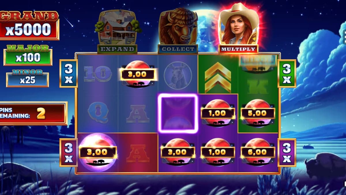 Bison Moon Power Combo bonus round screenshot — free spins feature