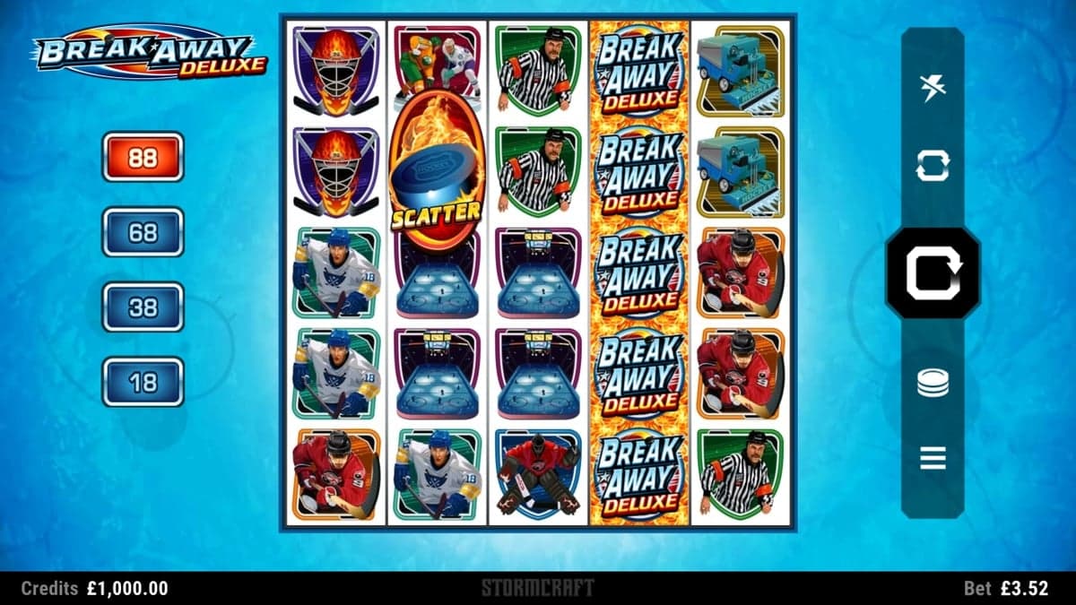 Break Away Deluxe base game screenshot — 5×5 reels