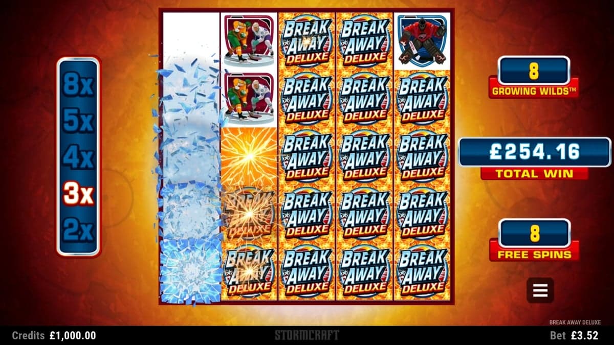 Break Away Deluxe bonus round screenshot — free spins feature
