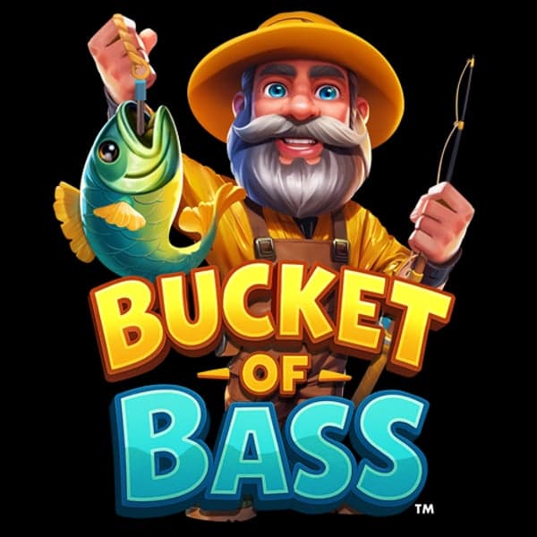 Bucket of Bass — Fishing — cartoon underwater aesthetic with bass, seagulls and fishing rods themed slot
