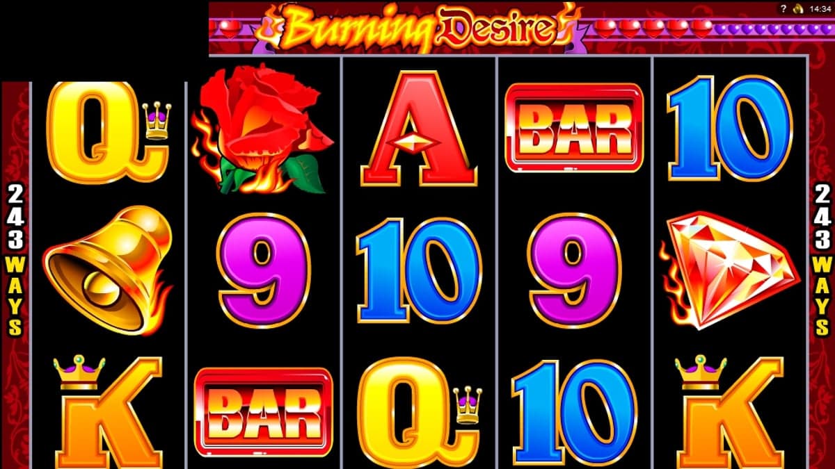 Burning Desire base game screenshot — 5×3 reels
