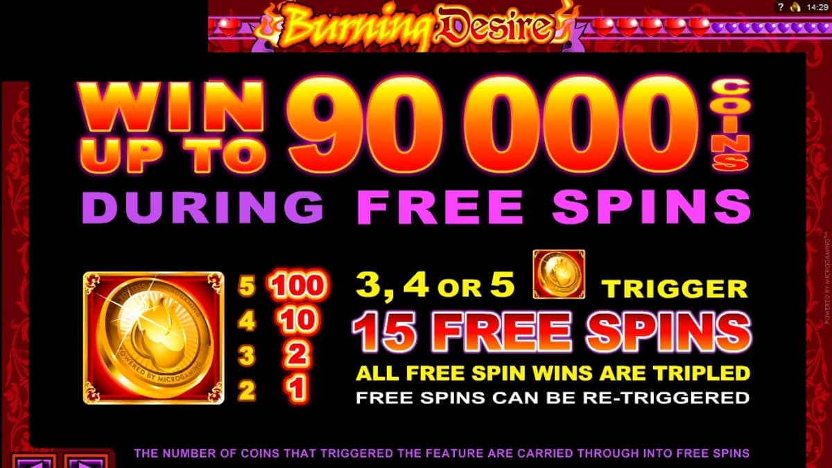 Burning Desire bonus round screenshot — free spins feature