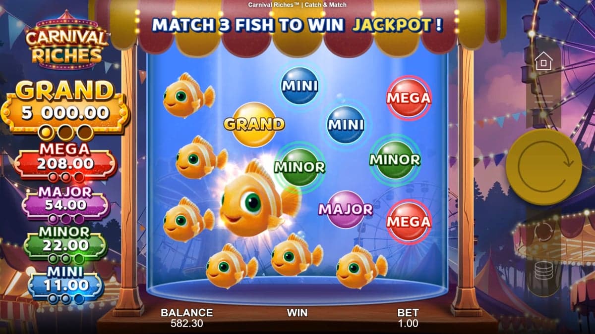 Carnival Riches bonus round screenshot — free spins feature