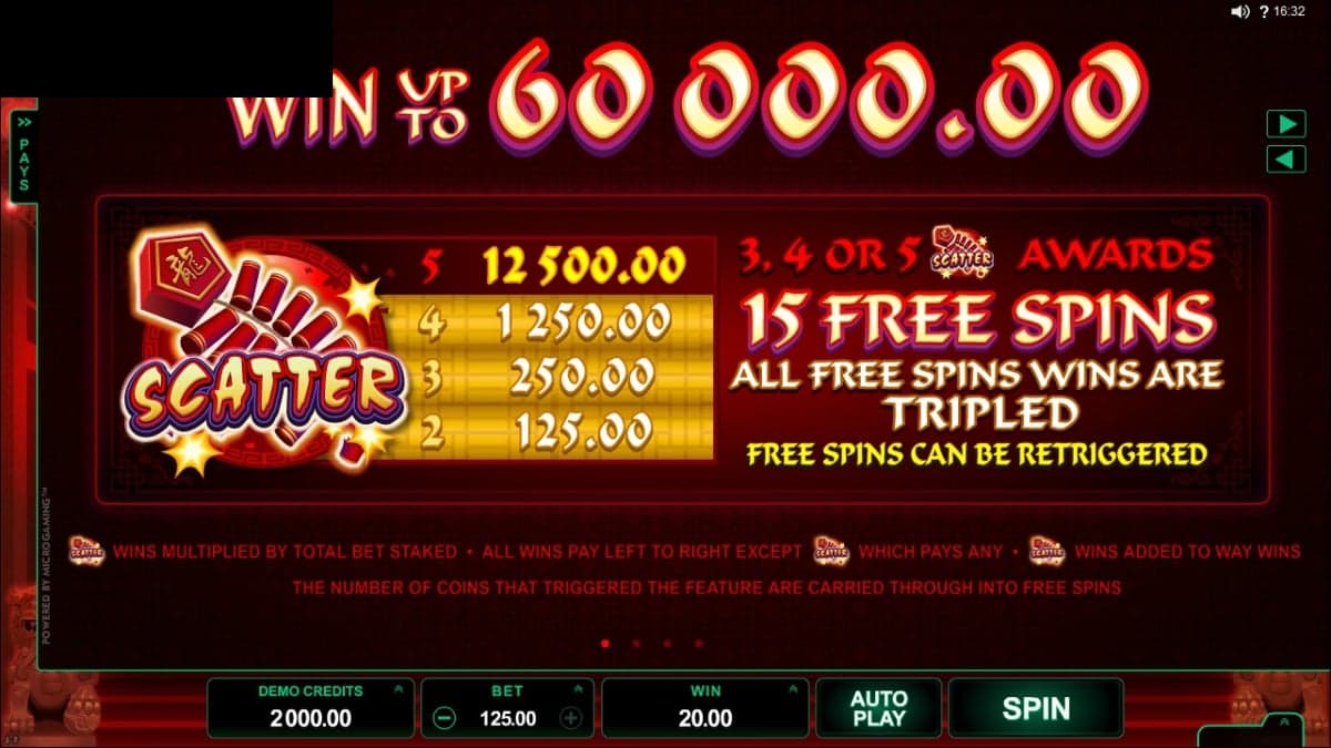 Dragon Dance bonus round screenshot — free spins feature