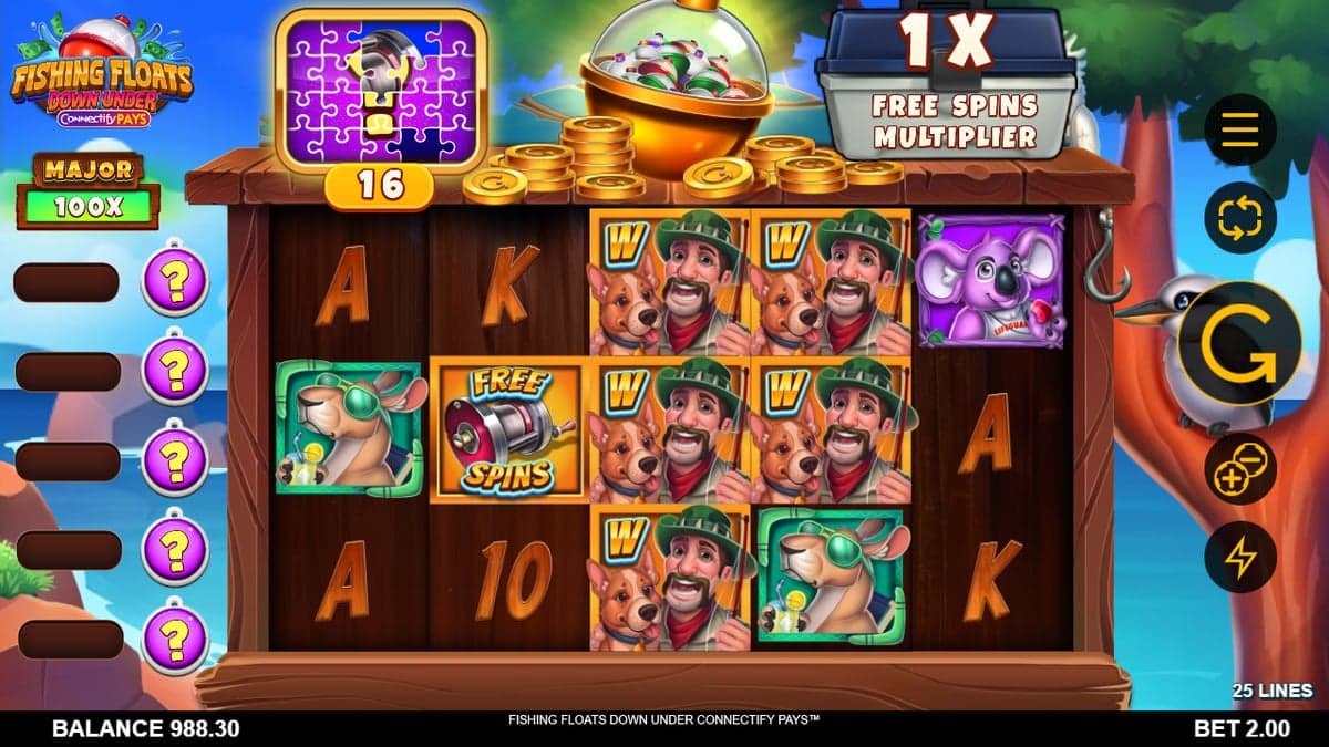 Fishing Floats Down Under Connectify Pays base game screenshot — 5×3 reels