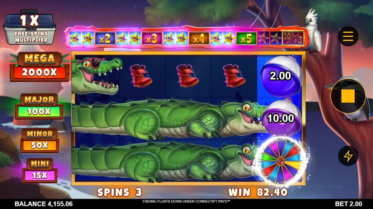 Fishing Floats Down Under Connectify Pays bonus round screenshot — free spins feature
