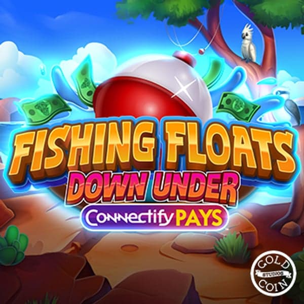 Fishing Floats Down Under Connectify Pays — Australian outback fishing adventure — kangaroos, koalas, platypus and exotic birds at a lakeside themed slot