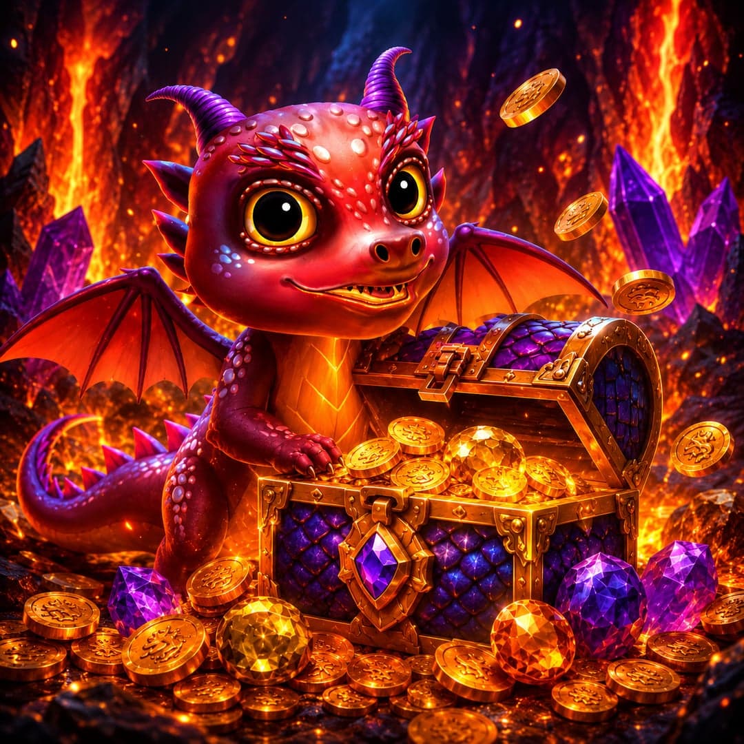 Fyrefang Cash Uncovered key art — Fire-breathing baby dragon / treasure hunt fantasy themed slot by High Limit Studio, 2025