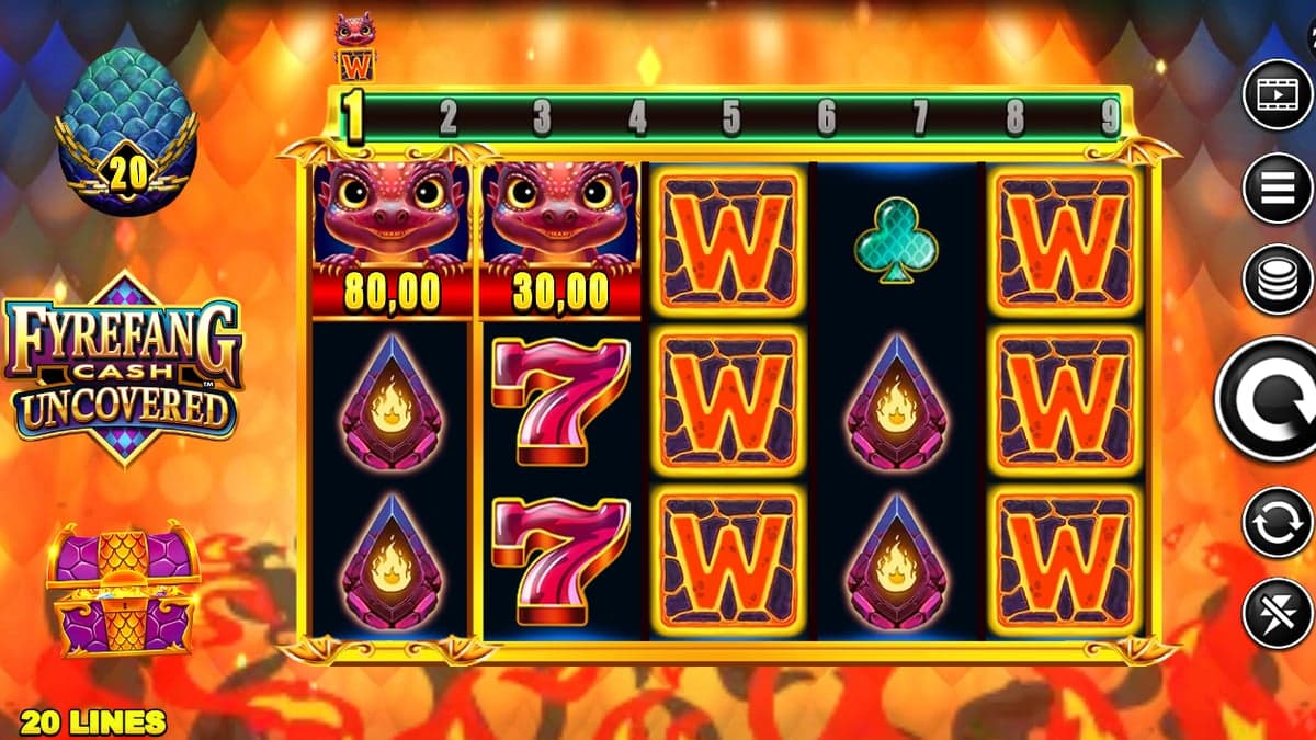 Fyrefang Cash Uncovered base game screenshot — 5×3 reels