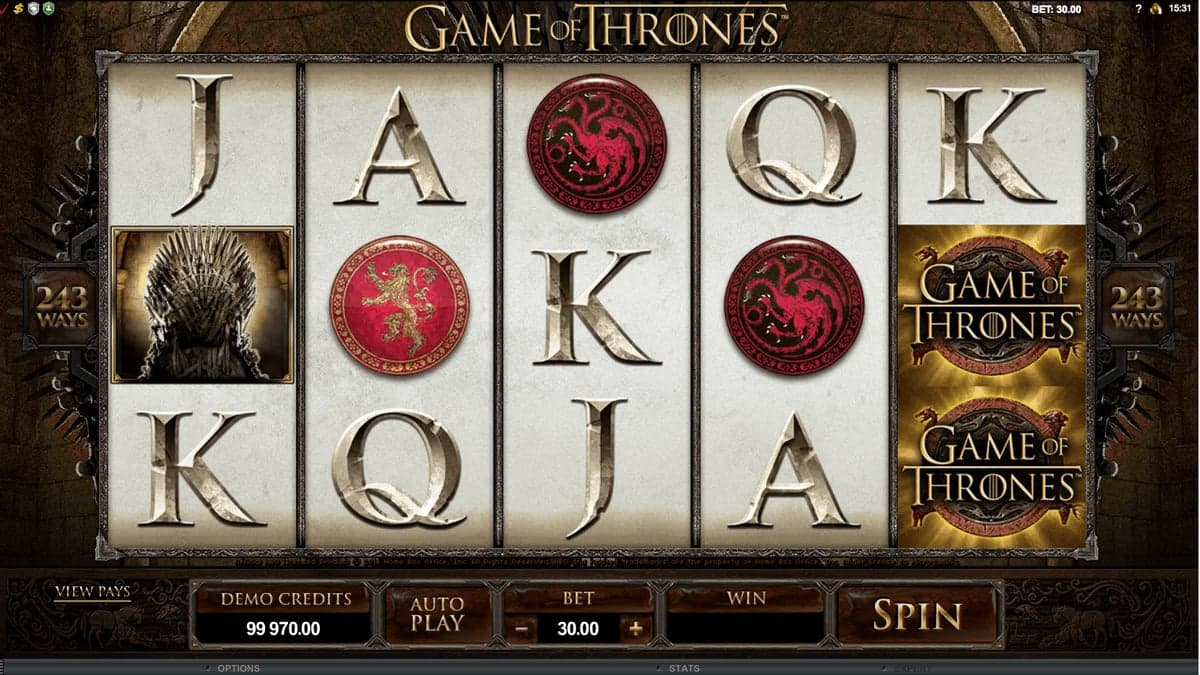 Game of Thrones base game screenshot — 5×3 reels