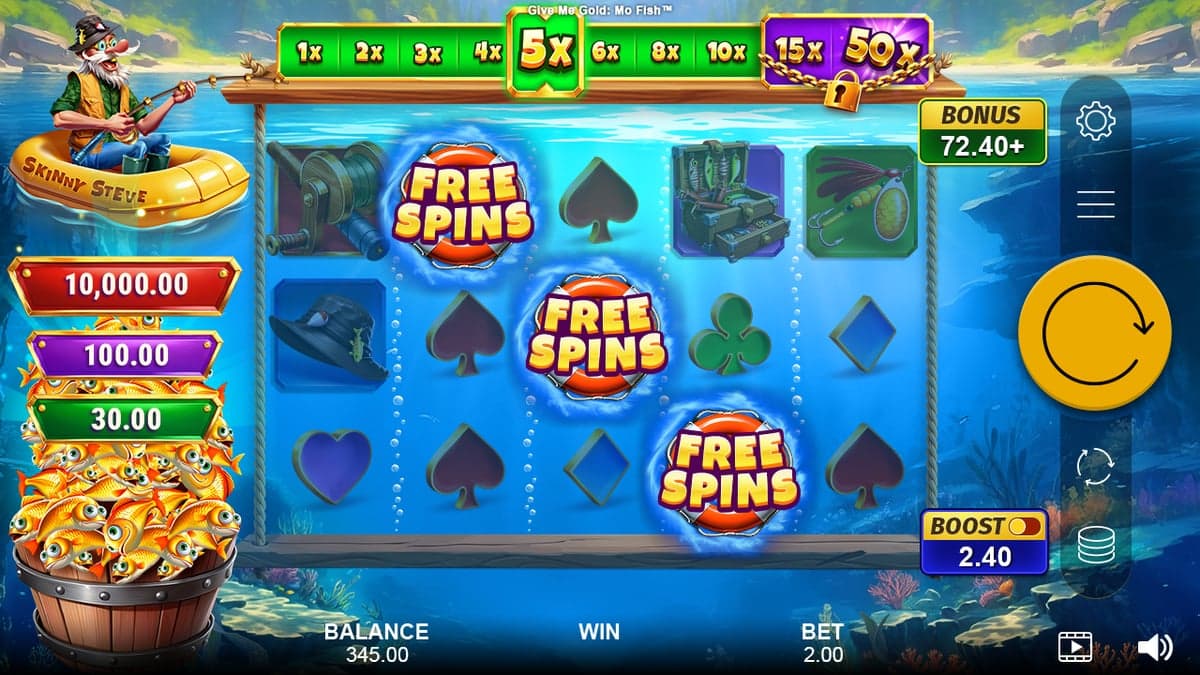 Give Me Gold: Mo Fish bonus round screenshot — free spins feature