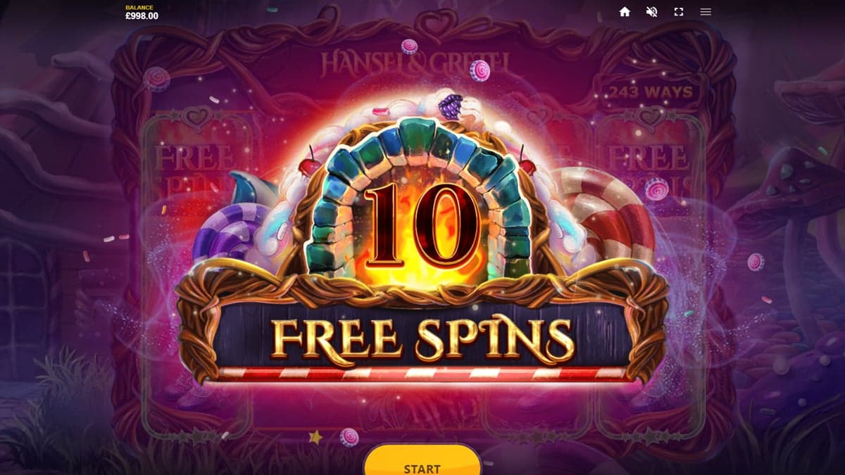 Hansel & Gretel Treasure Trail bonus round screenshot — free spins feature