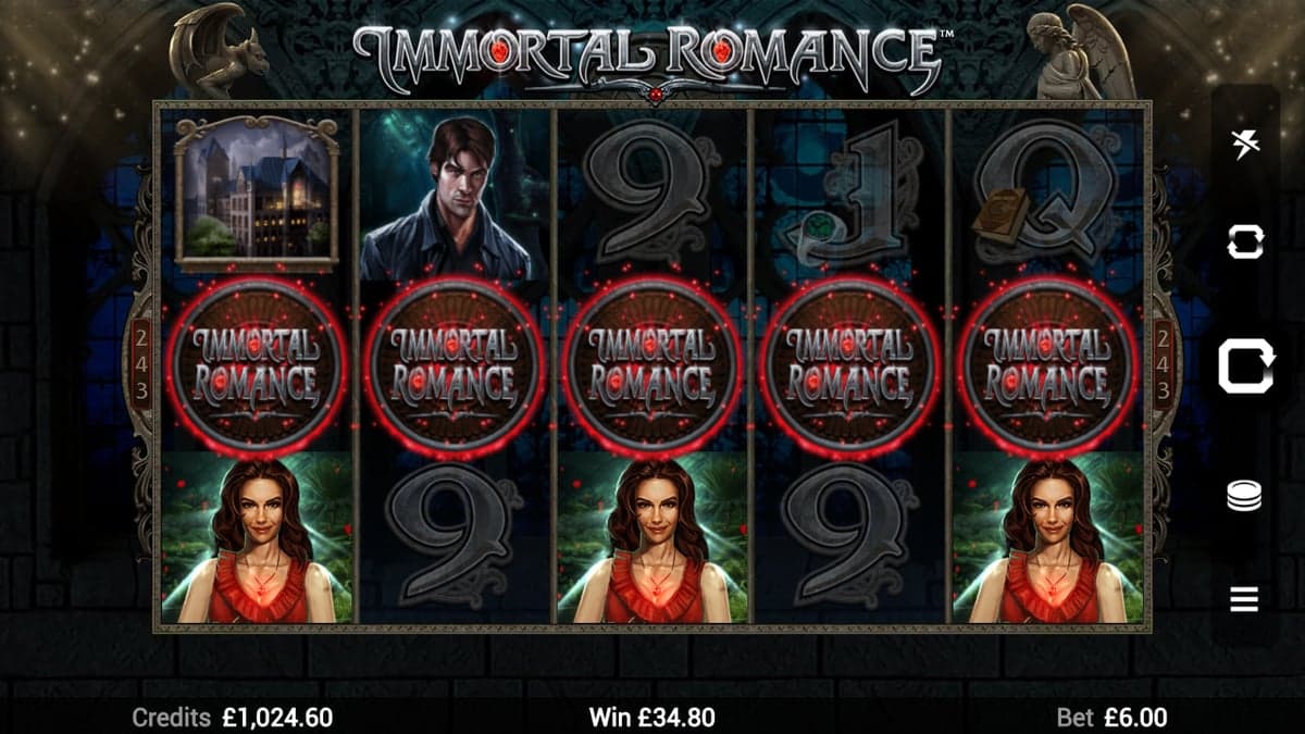Immortal Romance base game screenshot — 5×3 reels