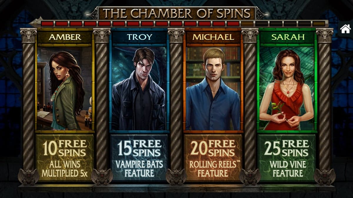 Immortal Romance bonus round screenshot — free spins feature