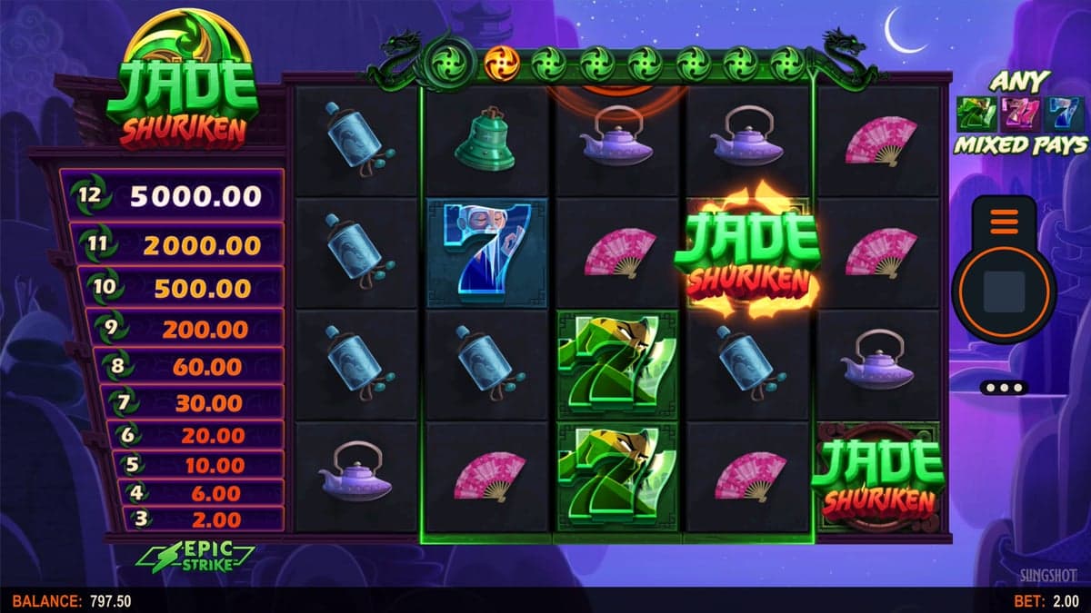 Jade Shuriken base game screenshot — 5×3 reels
