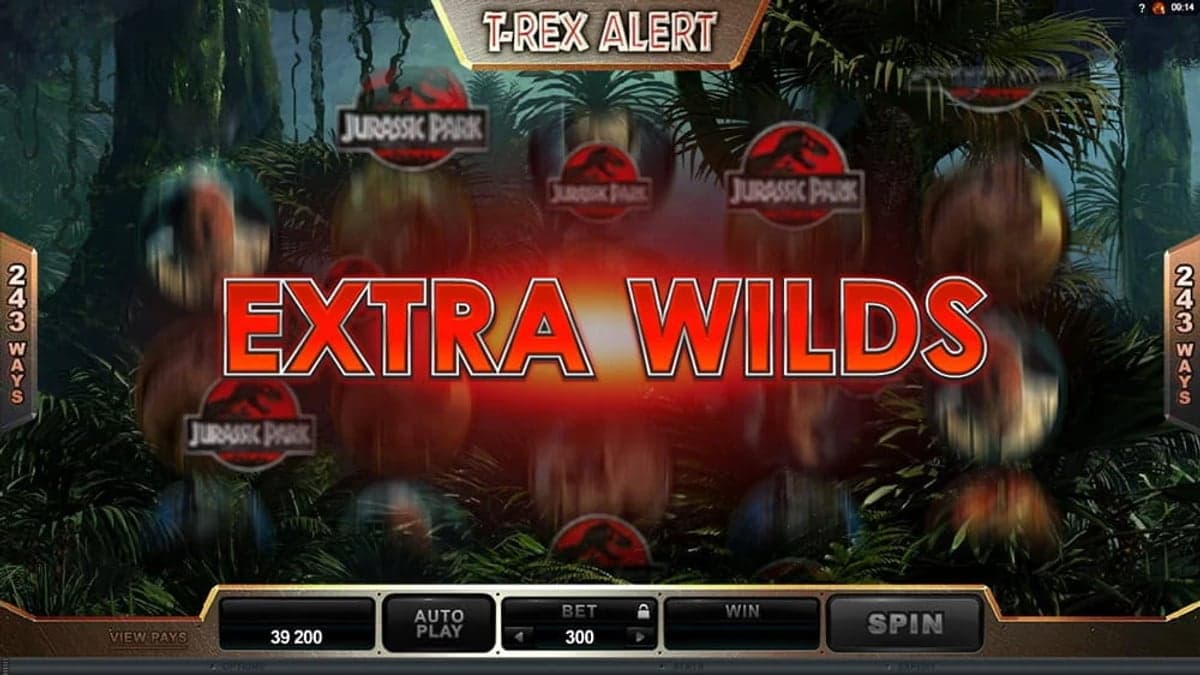 Jurassic Park bonus round screenshot — free spins feature