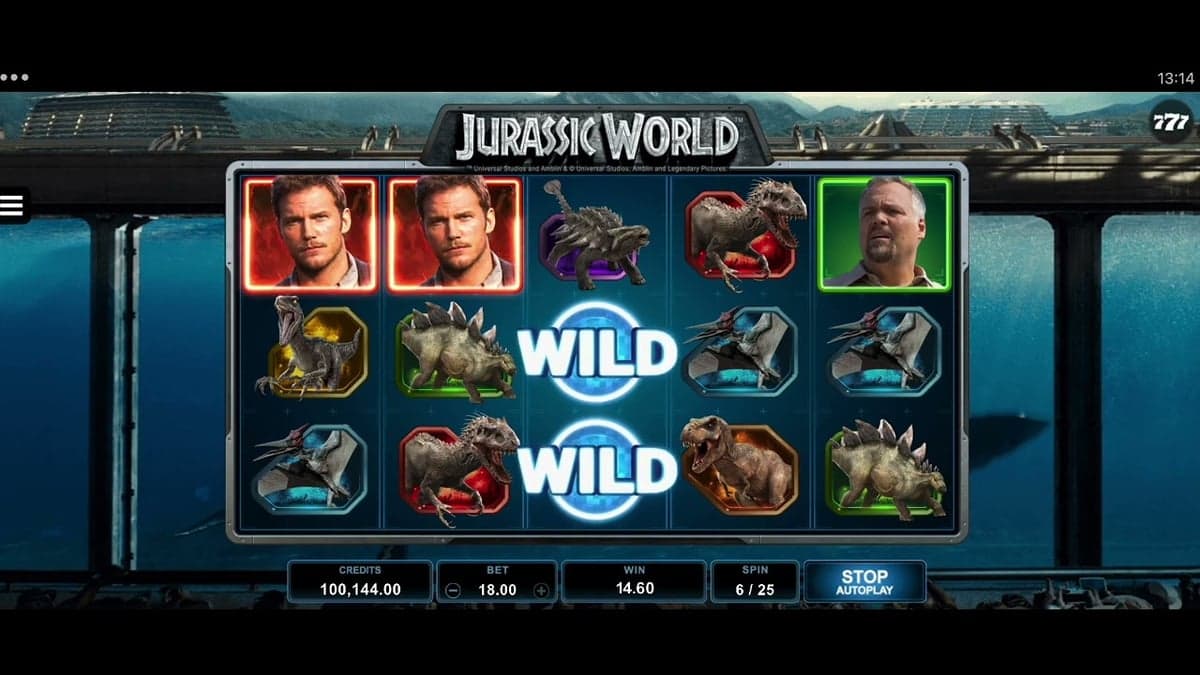 Jurassic World base game screenshot — 5×3 reels