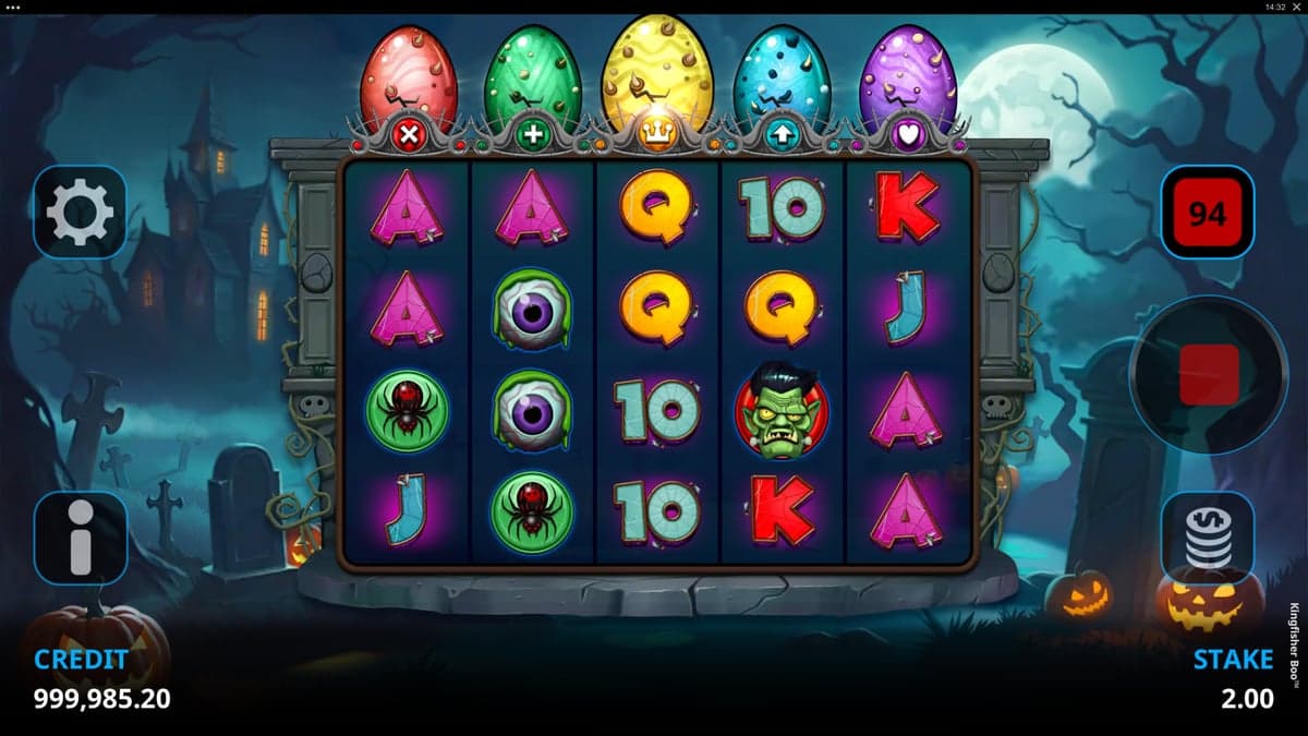 Kingfisher Boo! base game screenshot — 5×4 reels