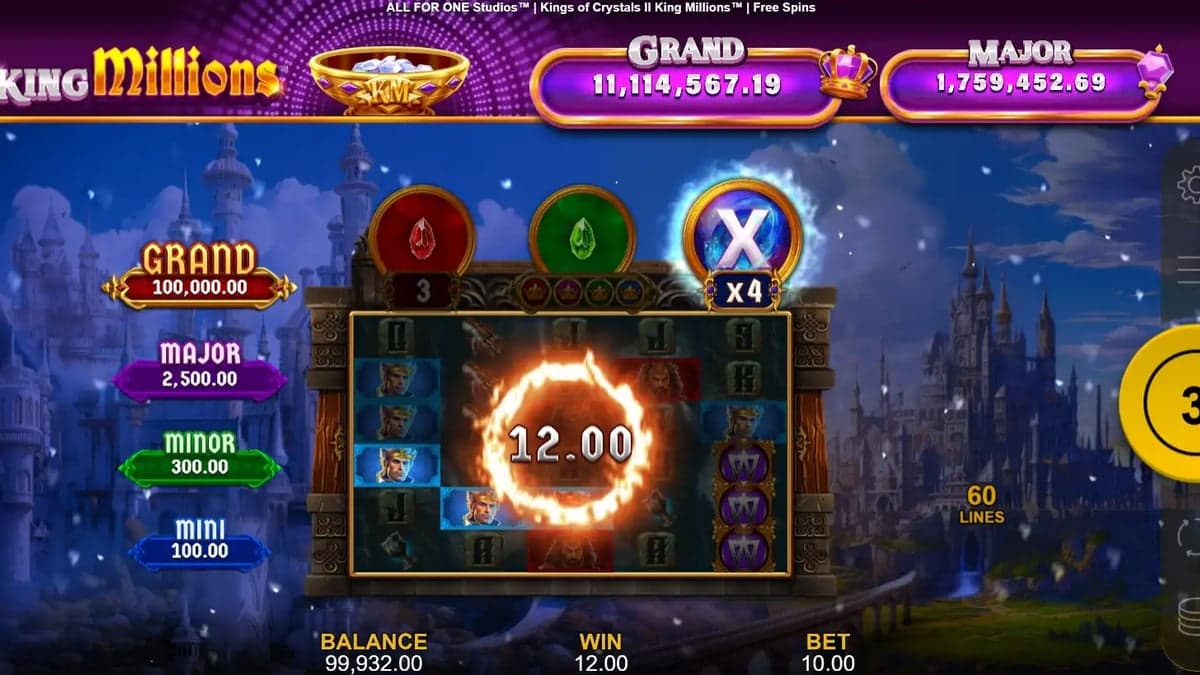 Kings of Crystals II: King Millions jackpot wheel screenshot