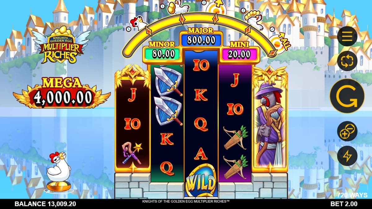 Knights of the Golden Egg Multiplier Riches base game screenshot — 5×3 reels