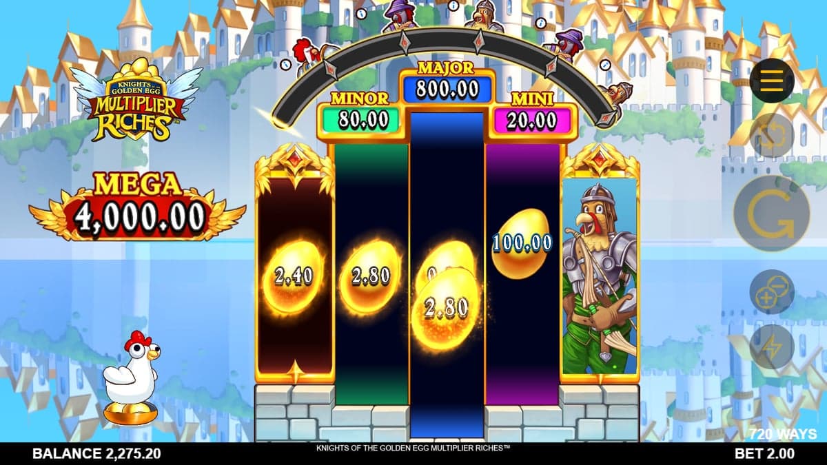 Knights of the Golden Egg Multiplier Riches bonus round screenshot — free spins feature