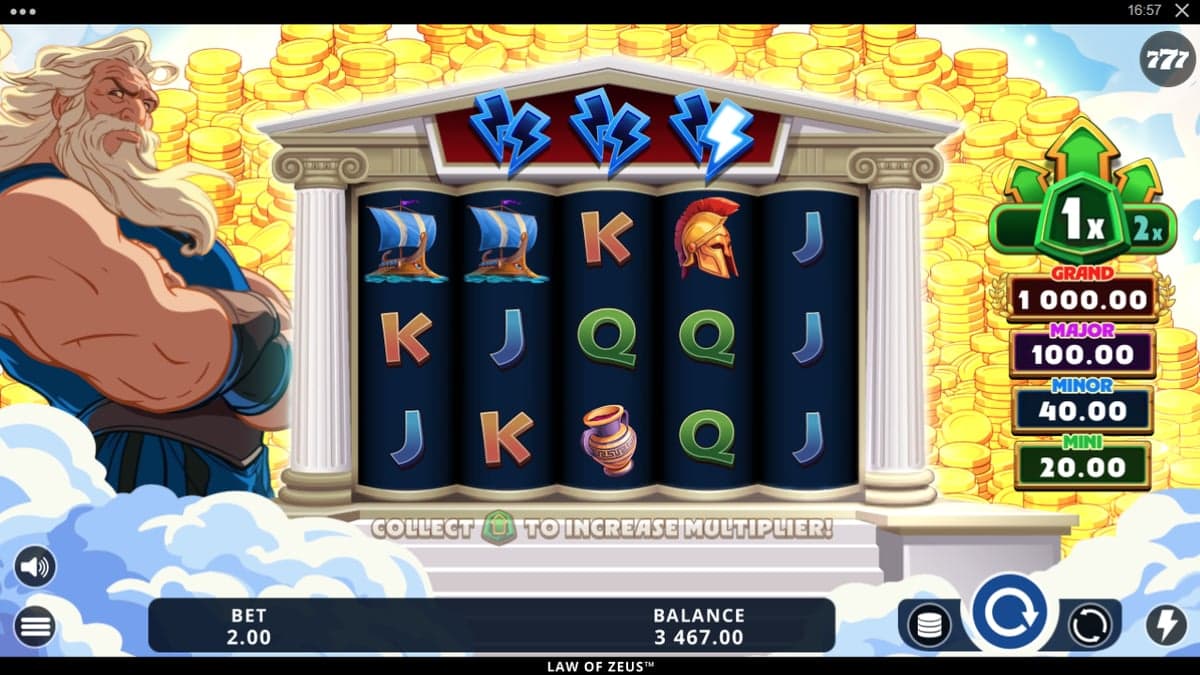Law of Zeus bonus round screenshot — free spins feature