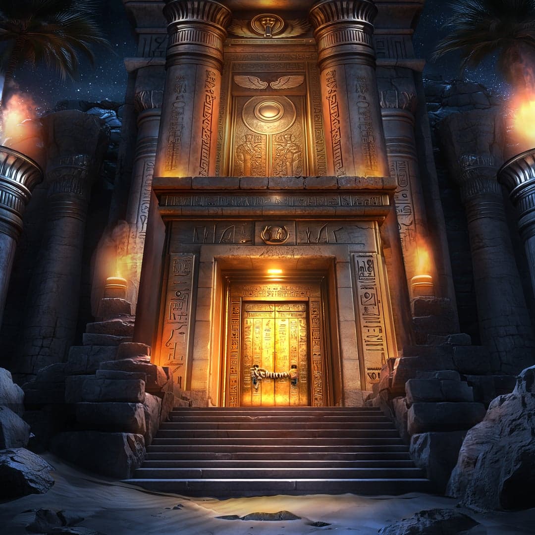 Links of Ra ASSEMBL'EM Power Combo key art — Ancient Egypt — Ra, Egyptian gods and sacred golden relics themed slot by Slingshot Studios, 2025