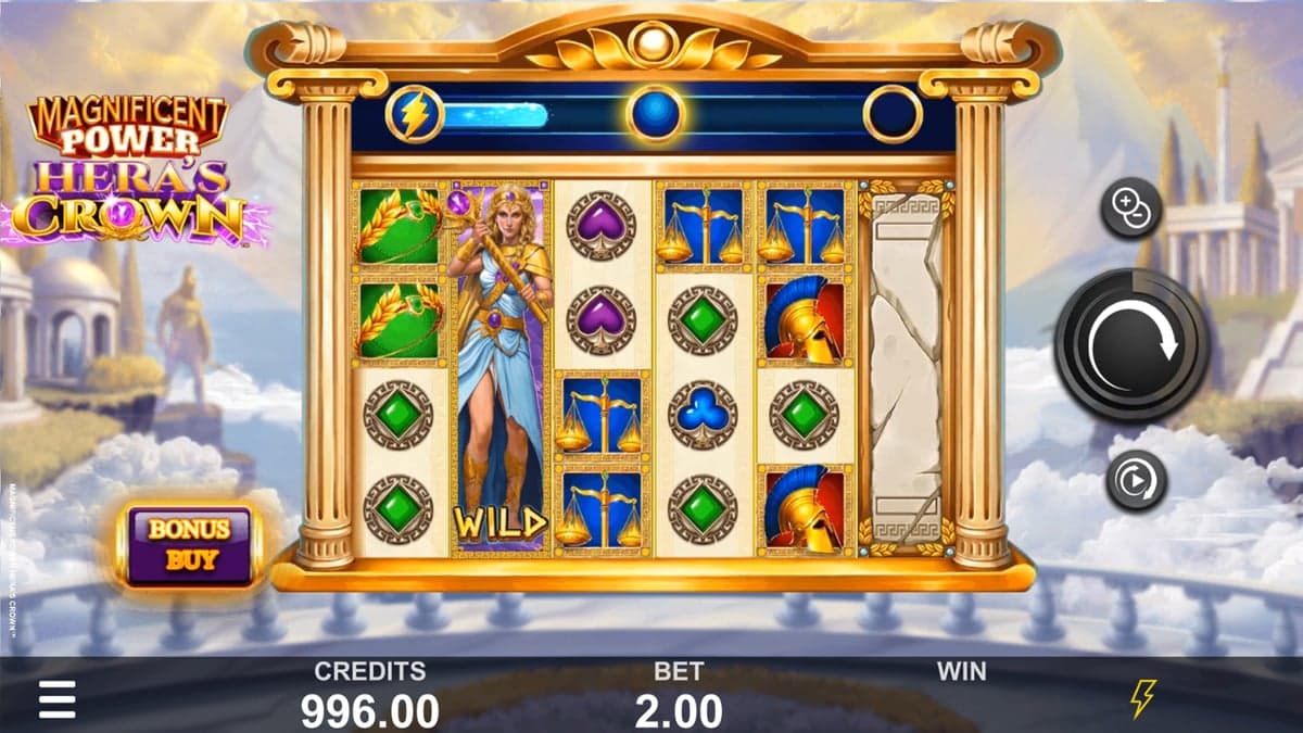 Magnificent Power Hera's Crown base game screenshot — 5×4 reels