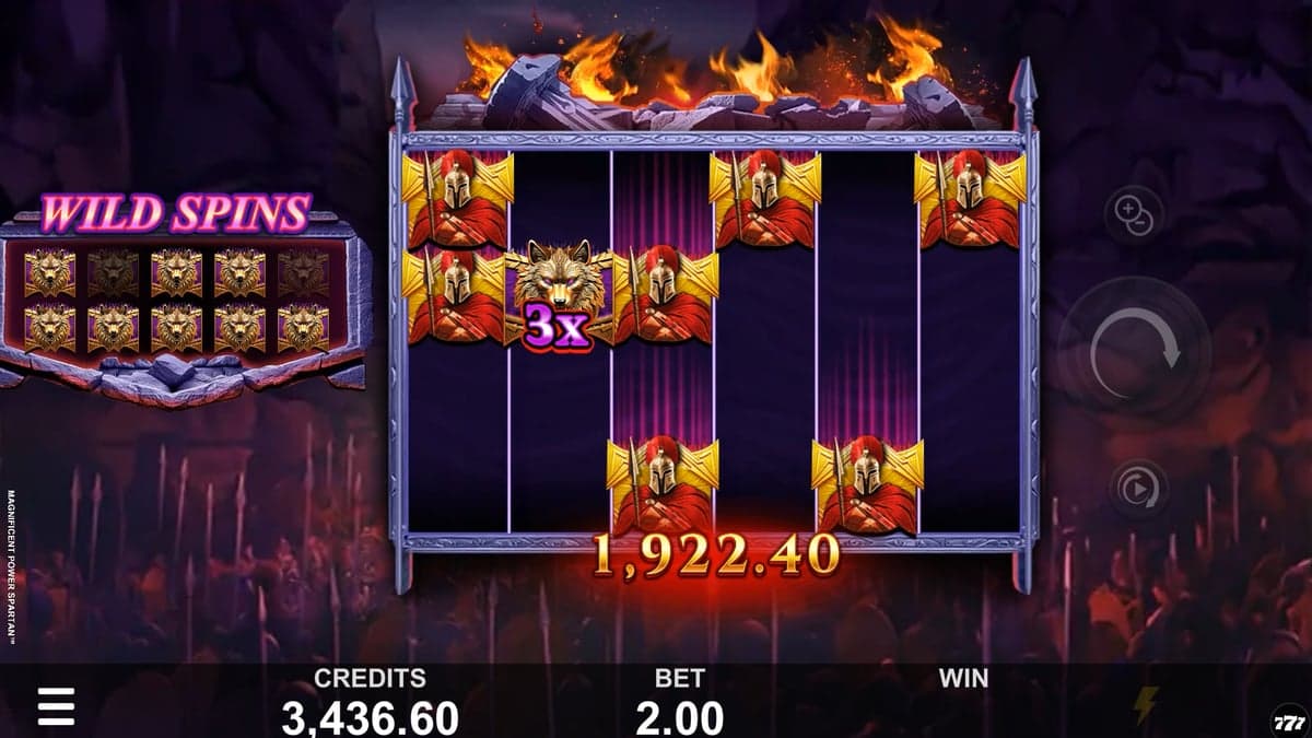 Magnificent Power Spartan bonus round screenshot — free spins feature