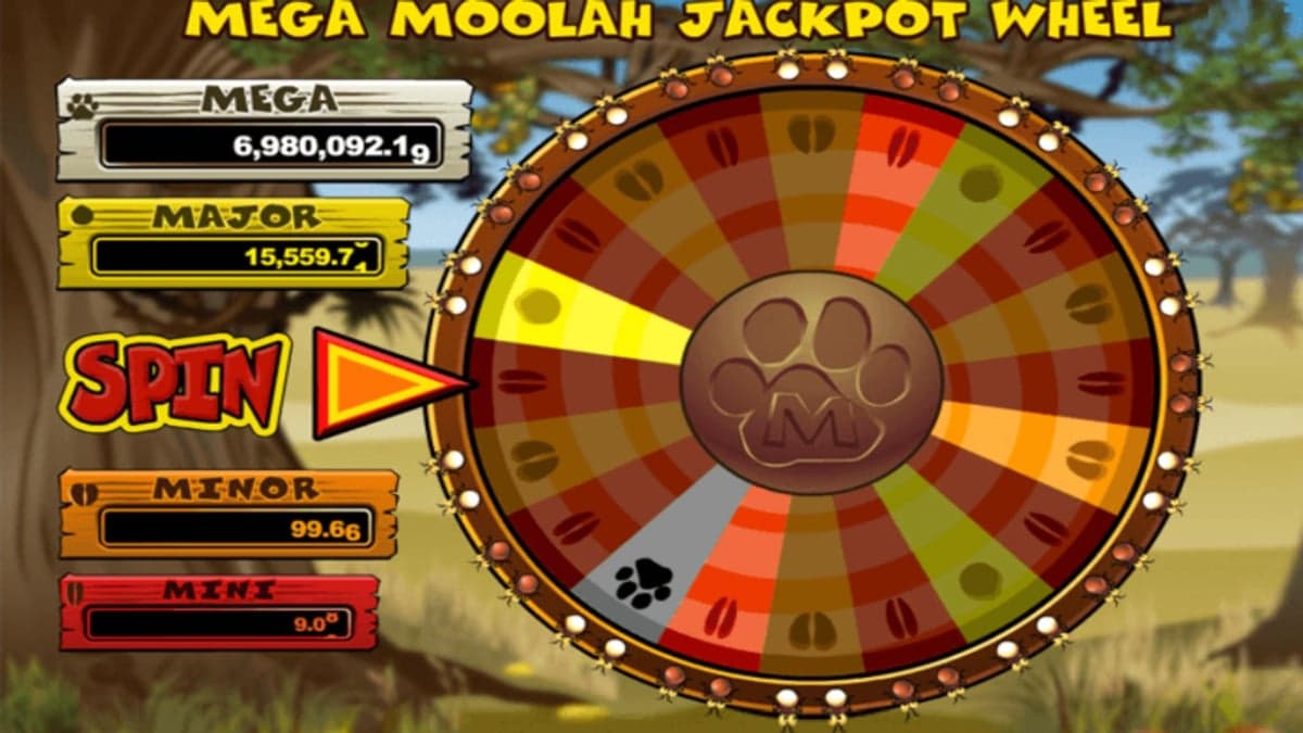 Mega Moolah jackpot wheel screenshot