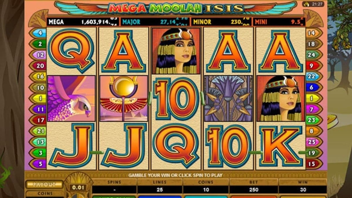 Mega Moolah Isis jackpot wheel screenshot