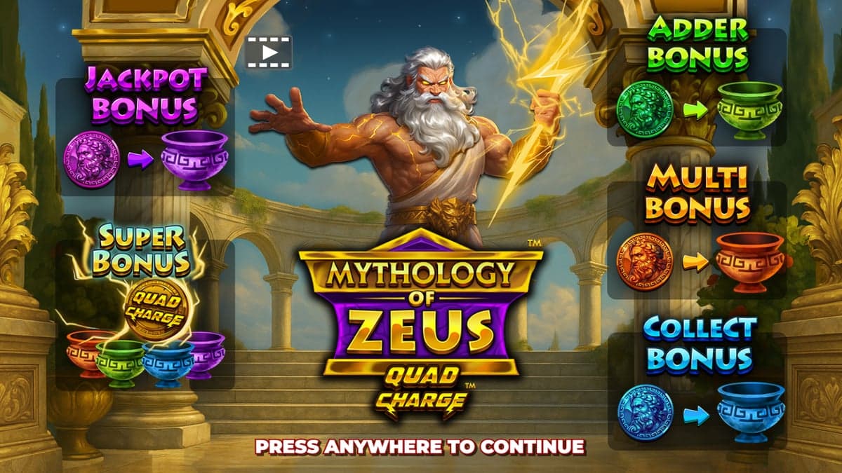 Mythology of Zeus QUADCHARGE bonus round screenshot — free spins feature
