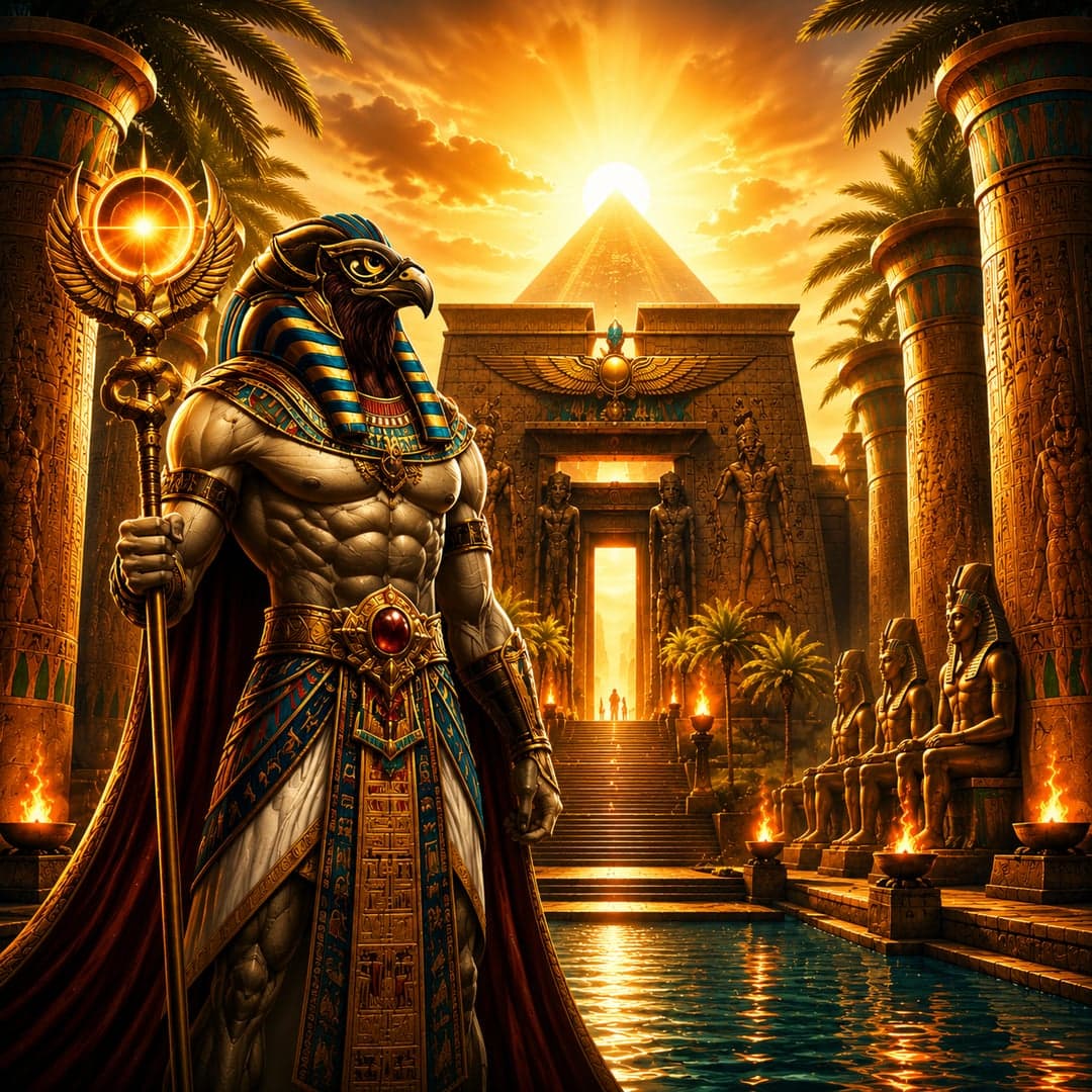 Ra Unleashed key art — Ancient Egypt — Ra the sun god, golden relics, scarabs and divine treasures themed slot by Wishbone, 2025