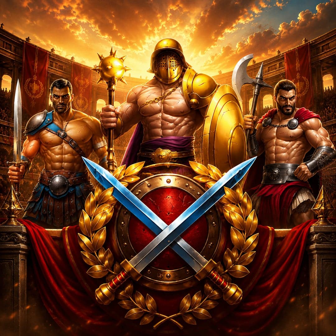 Rage of Rome POWER COMBO key art — Ancient Rome — gladiatorial combat in the Colosseum themed slot by Nailed It! Games, 2025