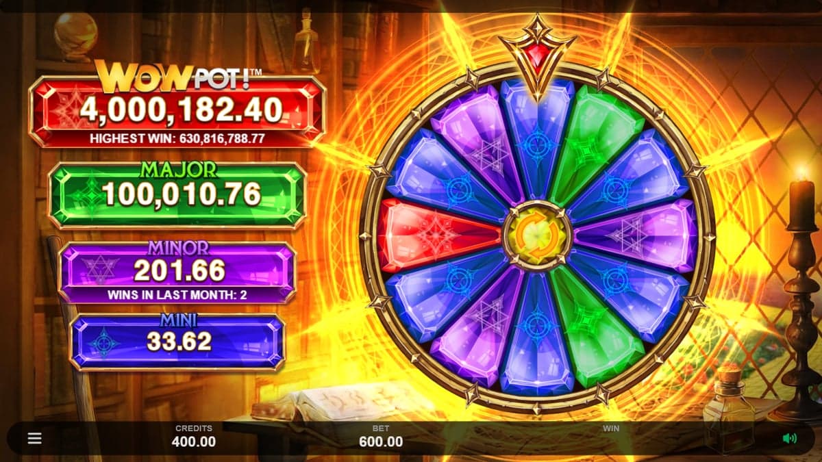 Sisters of Oz WowPot jackpot wheel screenshot