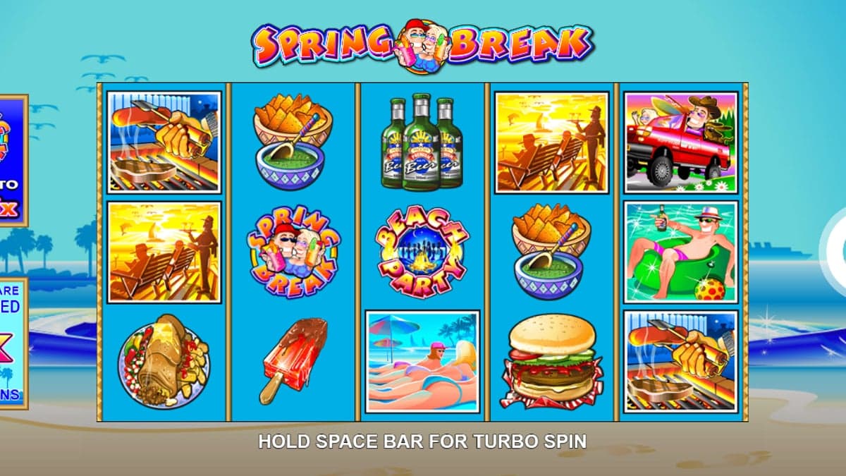 Spring Break base game screenshot — 5×3 reels
