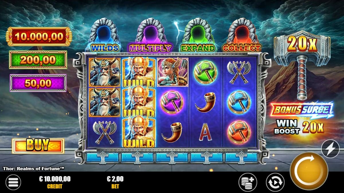 Thor: Realms of Fortune base game screenshot — 5×3 reels